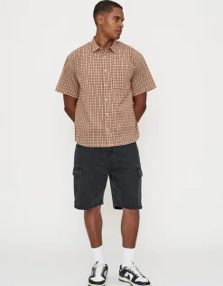 Manhattan Check Short Sleeve Shirt in Peach