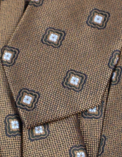 Medallion Textured Slim Tie in Chocolate