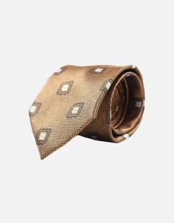 Medallion Textured Slim Tie in Chocolate