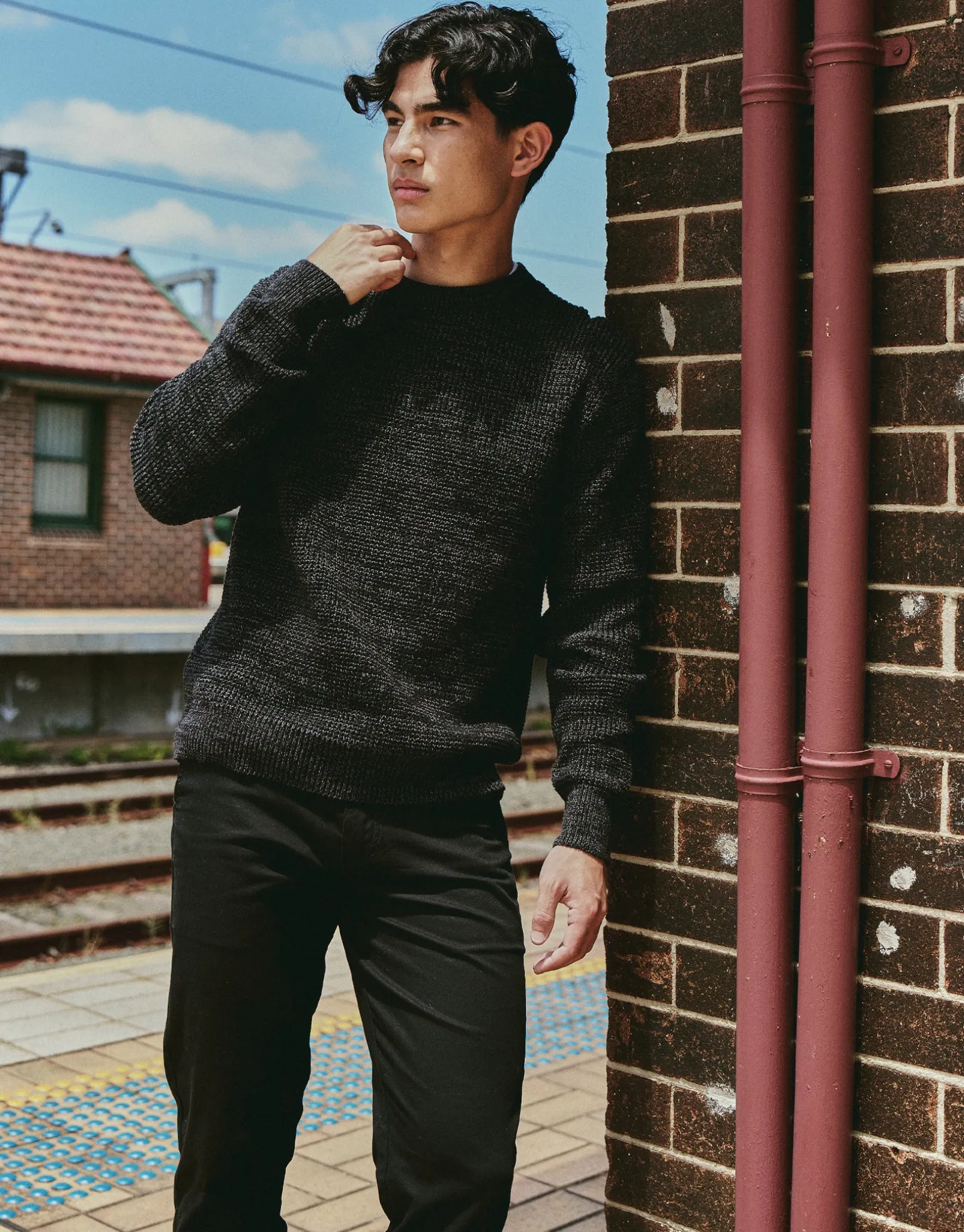 Melange Crew Neck Knit in Sand