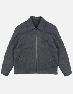 Melton Zip Through Jacket in Charcoal