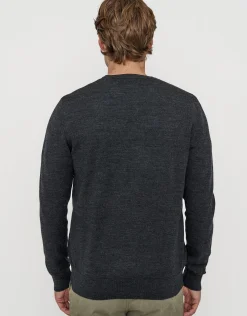 100% Merino Crew Neck Knit Jumper in Charcoal