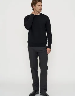100% Merino Crew Neck Knit Jumper in Black