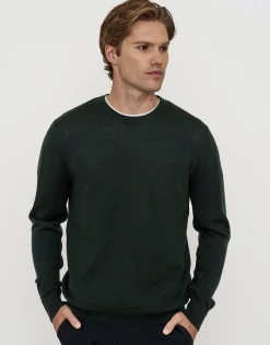 100% Merino Crew Neck Knit Jumper in Black