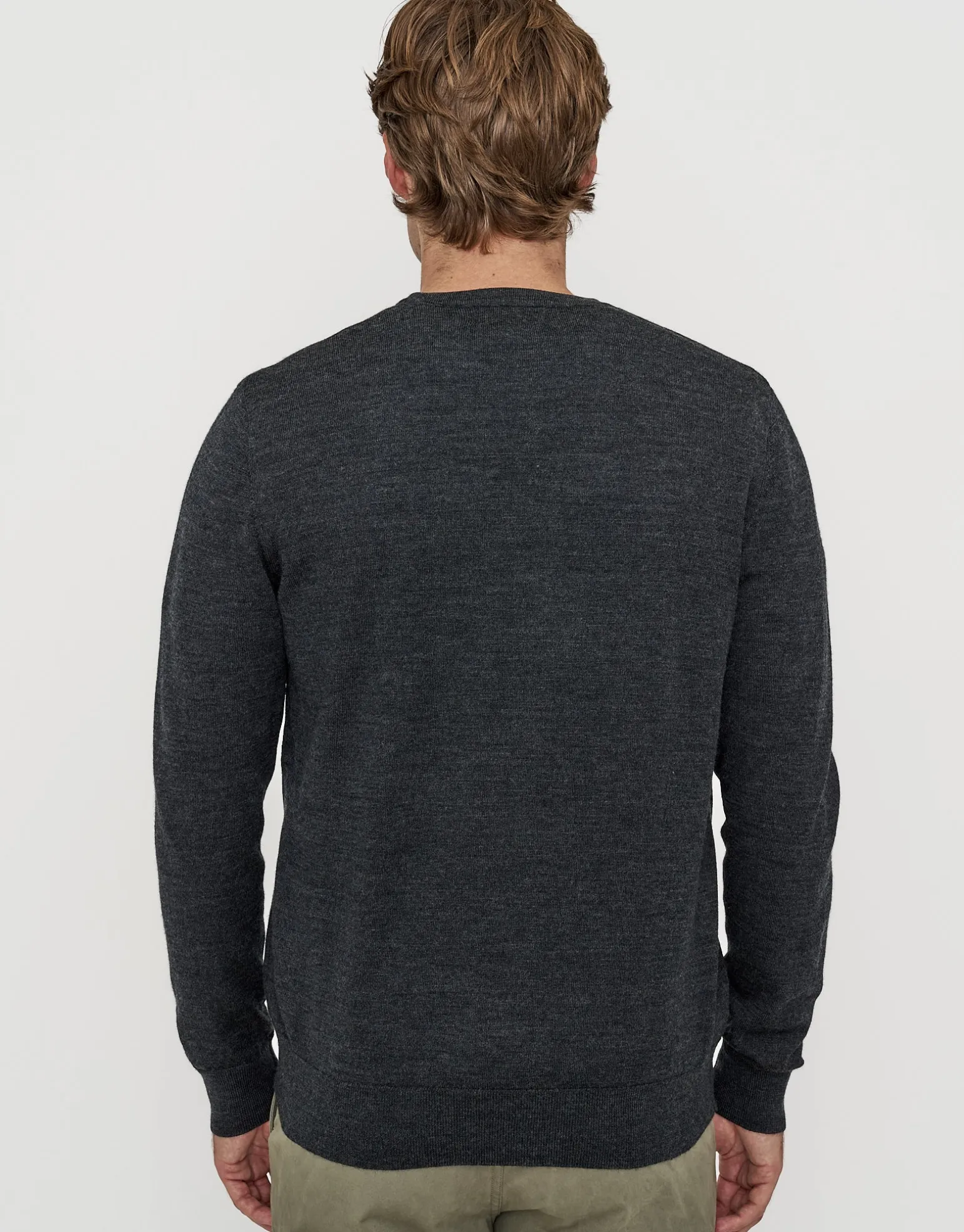 100% Merino Crew Neck Knit Jumper in Green