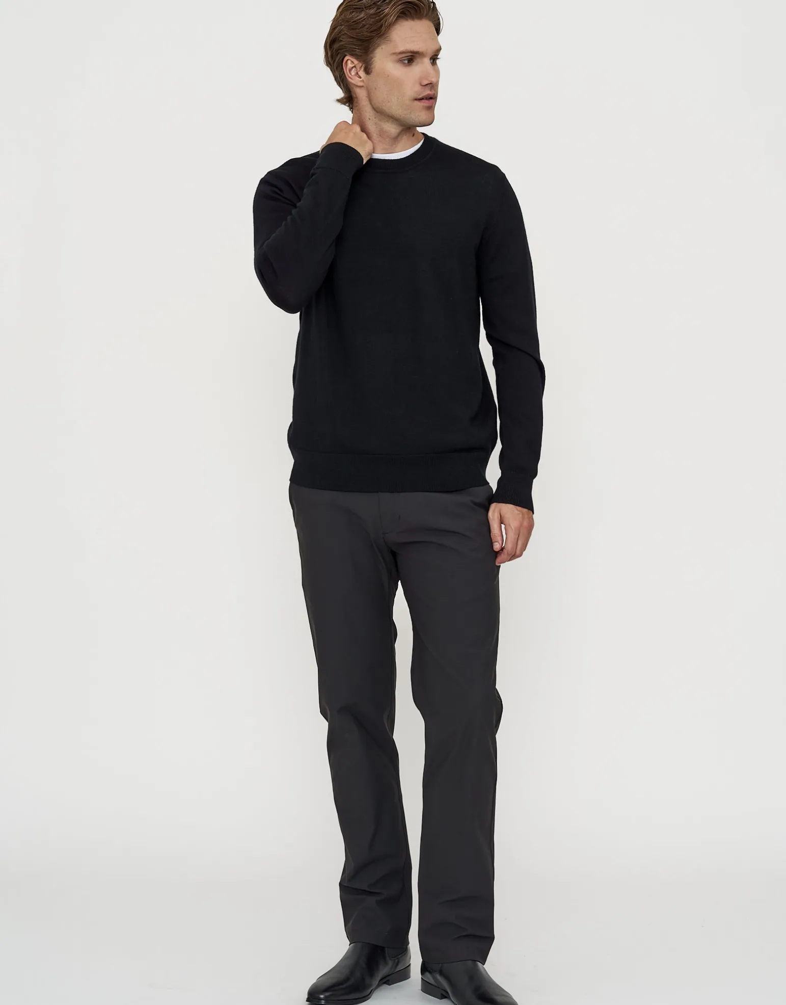 100% Merino Crew Neck Knit Jumper in Green