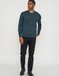 100% Merino Crew Neck Knit Jumper in Green