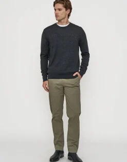 100% Merino Crew Neck Knit Jumper in Green