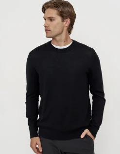 100% Merino Crew Neck Knit Jumper in Olive