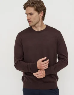 100% Merino Crew Neck Knit Jumper in Olive