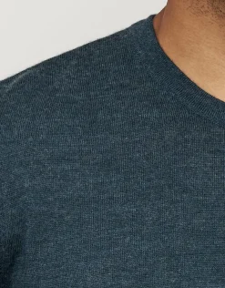 100% Merino Crew Neck Knit Jumper in Petrol