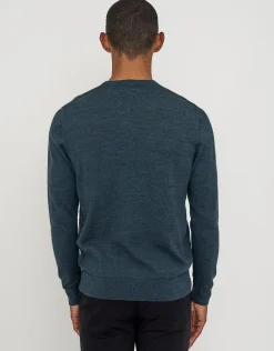 100% Merino Crew Neck Knit Jumper in Petrol