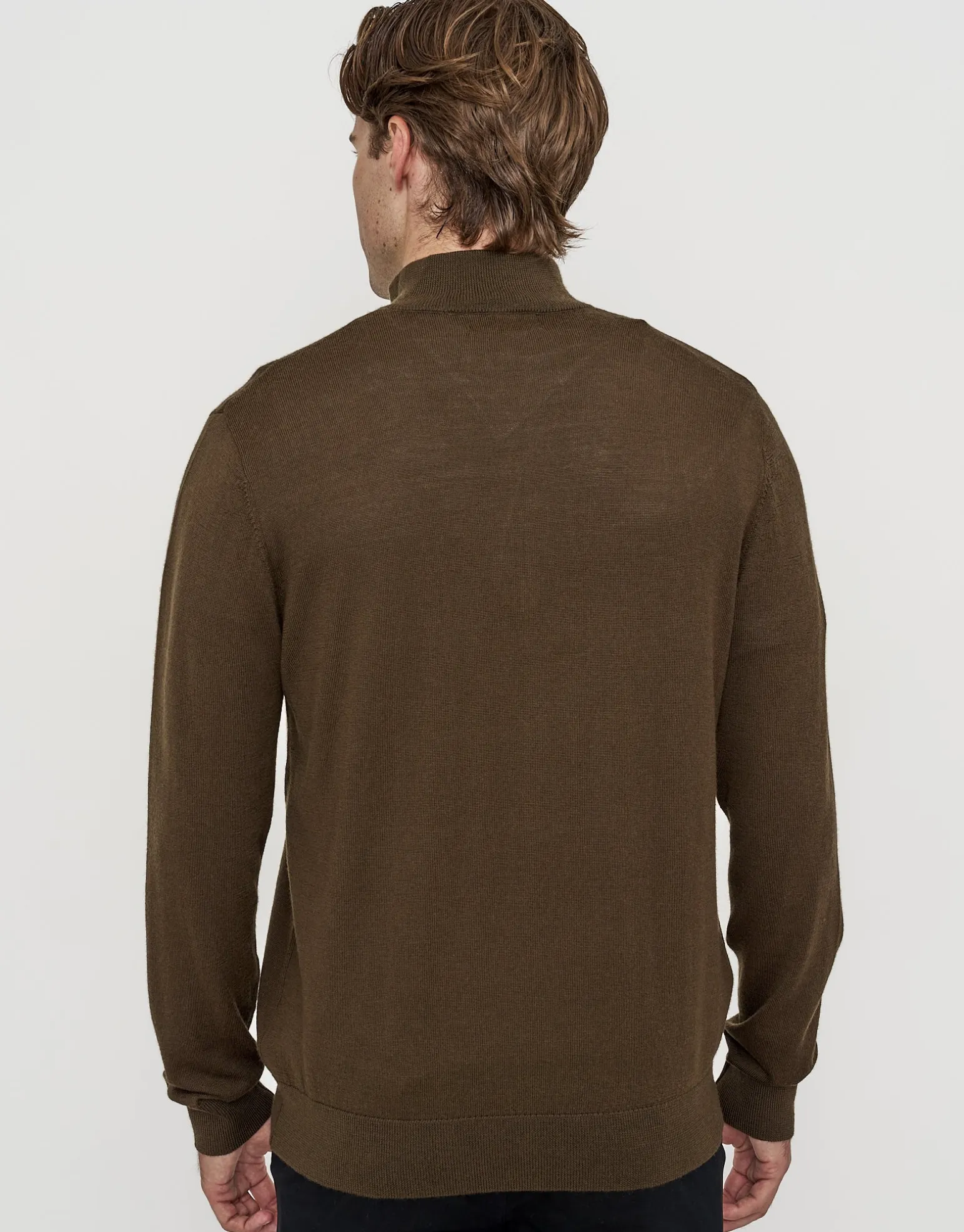 100% Merino Quarter Zip Knit Jumper in Navy Marle
