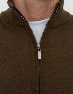 100% Merino Quarter Zip Knit Jumper in Navy Marle
