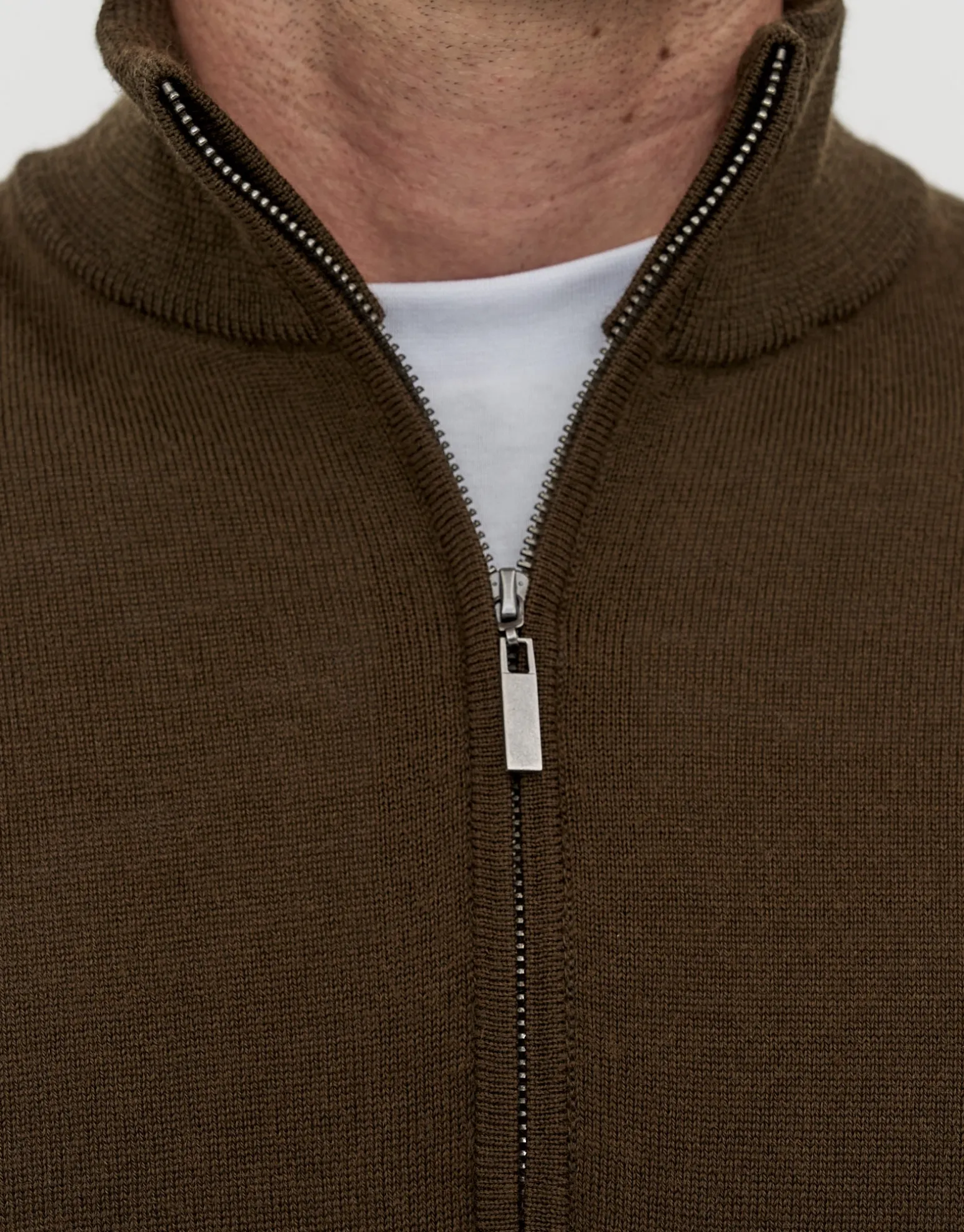 100% Merino Quarter Zip Knit Jumper in Navy Marle