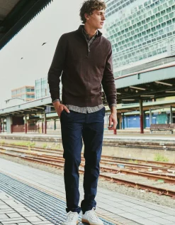 100% Merino Quarter Zip Knit Jumper in Black