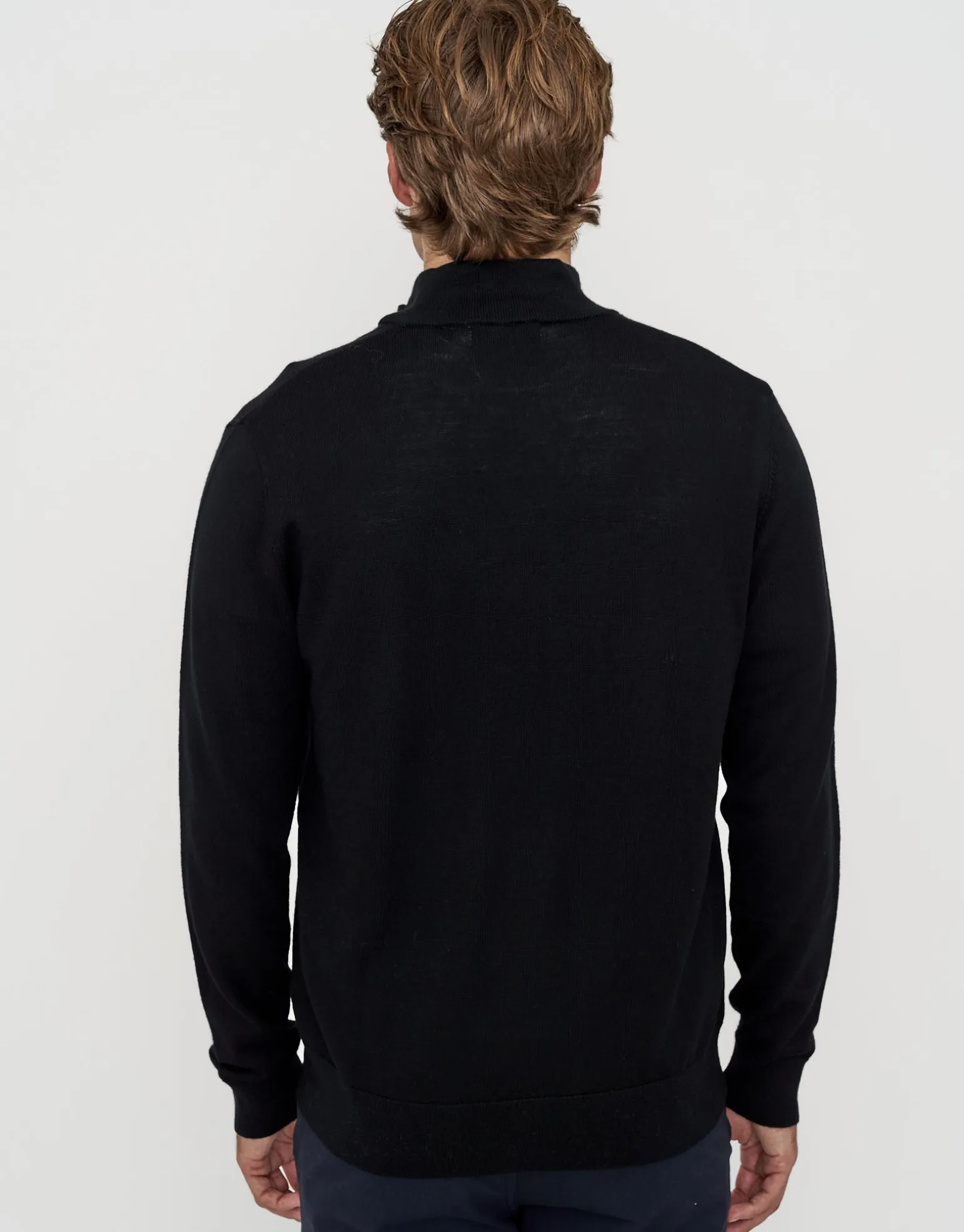 100% Merino Quarter Zip Knit Jumper in Petrol