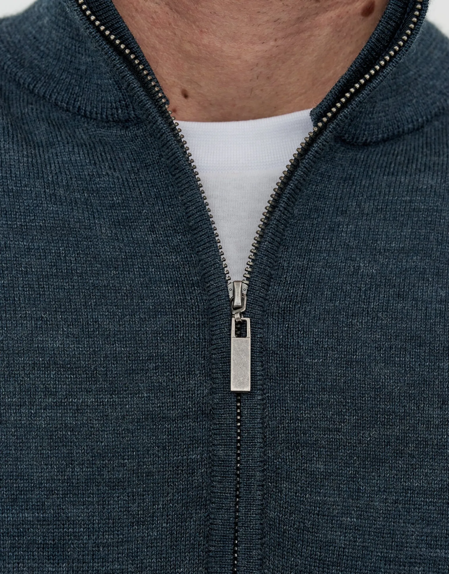 100% Merino Quarter Zip Knit Jumper in Petrol