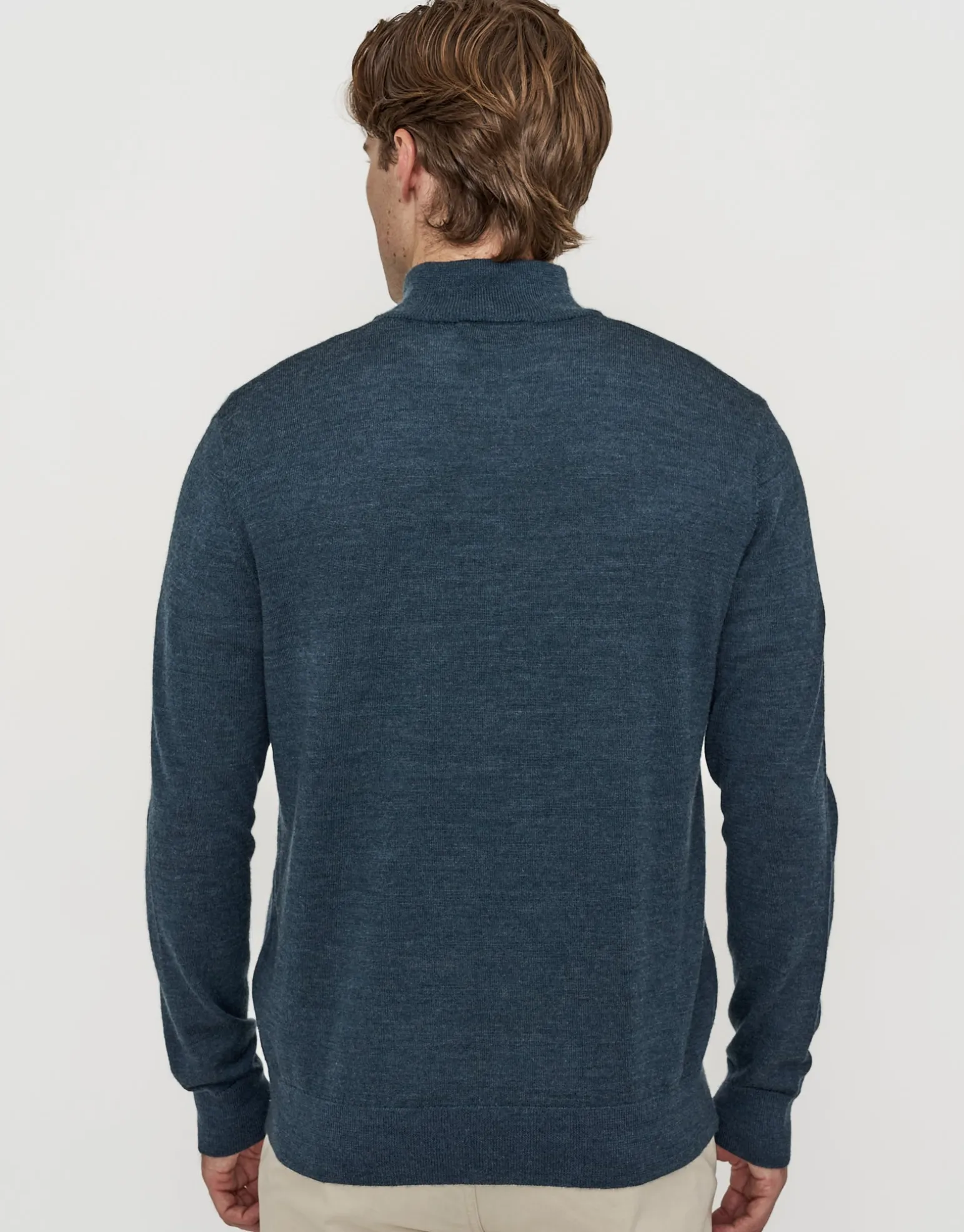 100% Merino Quarter Zip Knit Jumper in Petrol