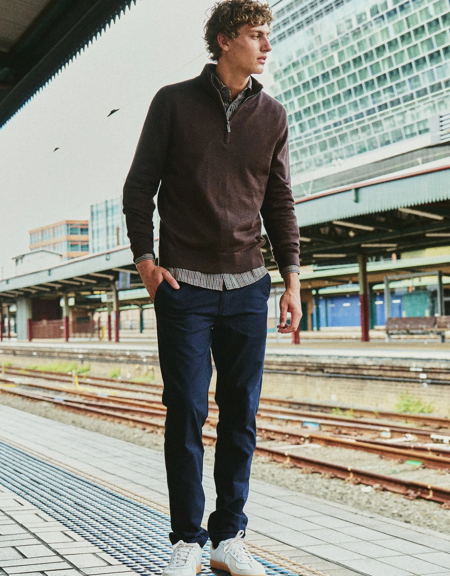 100% Merino Quarter Zip Knit Jumper in Petrol