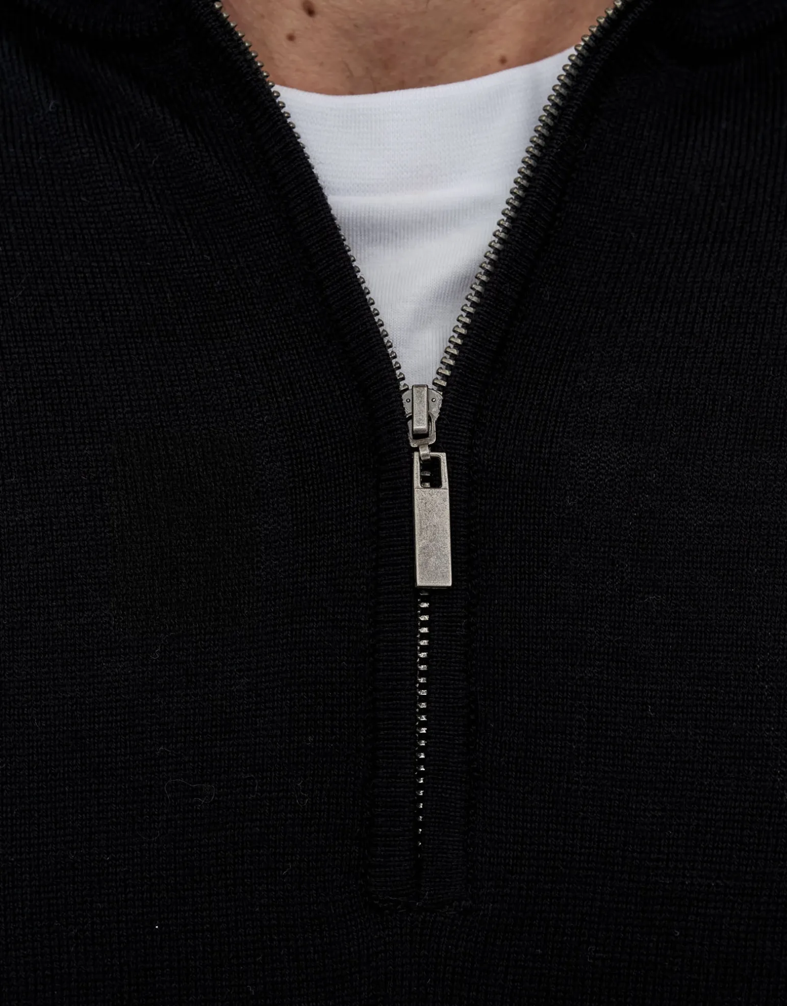 100% Merino Quarter Zip Knit Jumper in Petrol