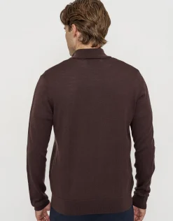 100% Merino Quarter Zip Knit Jumper in Ecru