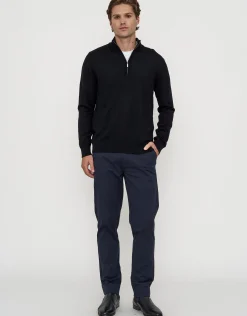 100% Merino Quarter Zip Knit Jumper in Ecru
