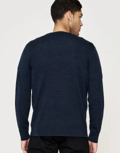 100% Merino V Neck Knit Jumper in Black