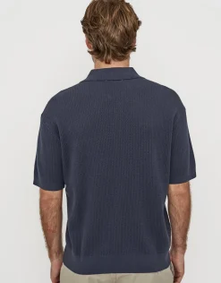 Millburn Knitted Short Sleeve Polo in Oat
