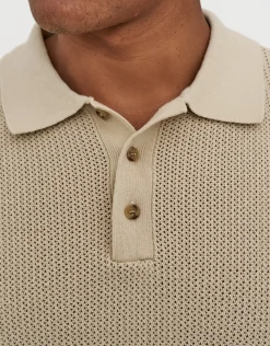 Millburn Knitted Short Sleeve Polo in Shadow Blue