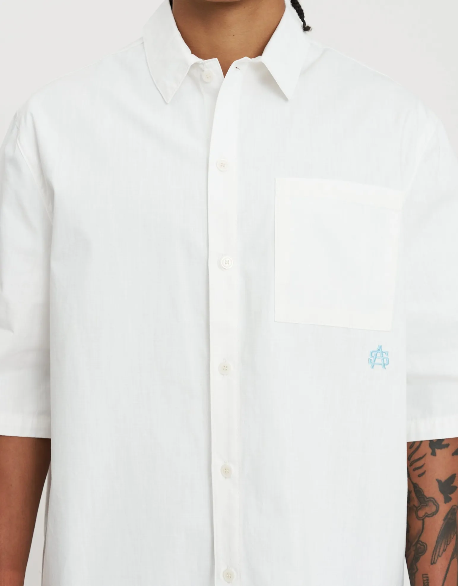 Monogram Short Sleeve Shirt in White