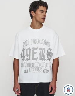 NFL 49ers Stack Box Fit T Shirt in Blanc