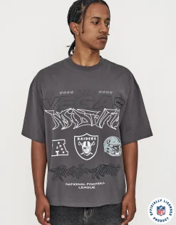 NFL Raiders Urban Box Fit T Shirt in Pewter Grey