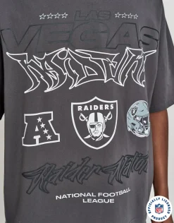 NFL Raiders Urban Box Fit T Shirt in Pewter Grey