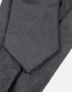 Night Paisley Textured Slim Tie in Black