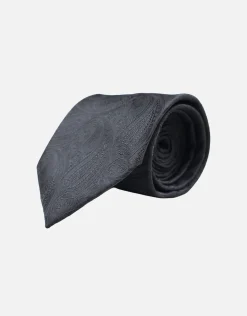 Night Paisley Textured Slim Tie in White
