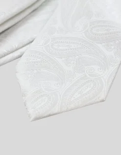 Night Paisley Textured Slim Tie in White