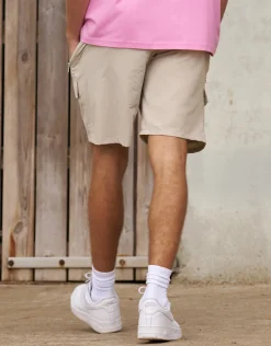 Nylon Zip Cargo Shorts in Black