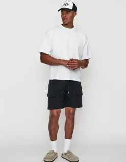 Nylon Zip Cargo Shorts in Tan