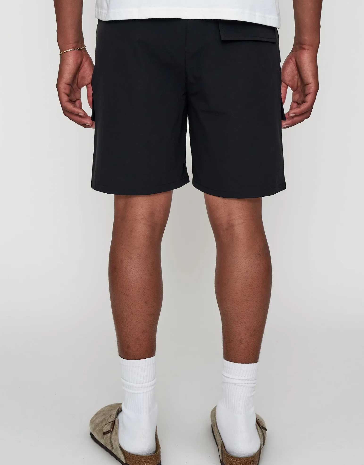 Nylon Zip Cargo Shorts in Tan