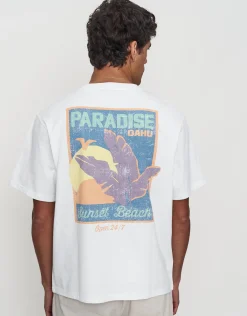 Oahu Paradise Relaxed Fit T Shirt in Optical White