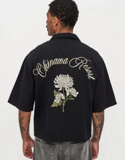 Okinawa Resort Short Sleeve Shirt in Black