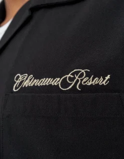 Okinawa Resort Short Sleeve Shirt in Black