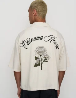Okinawa Resort Short Sleeve Shirt in Black