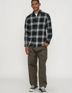 Ombre Check Long Sleeve Shirt in Black