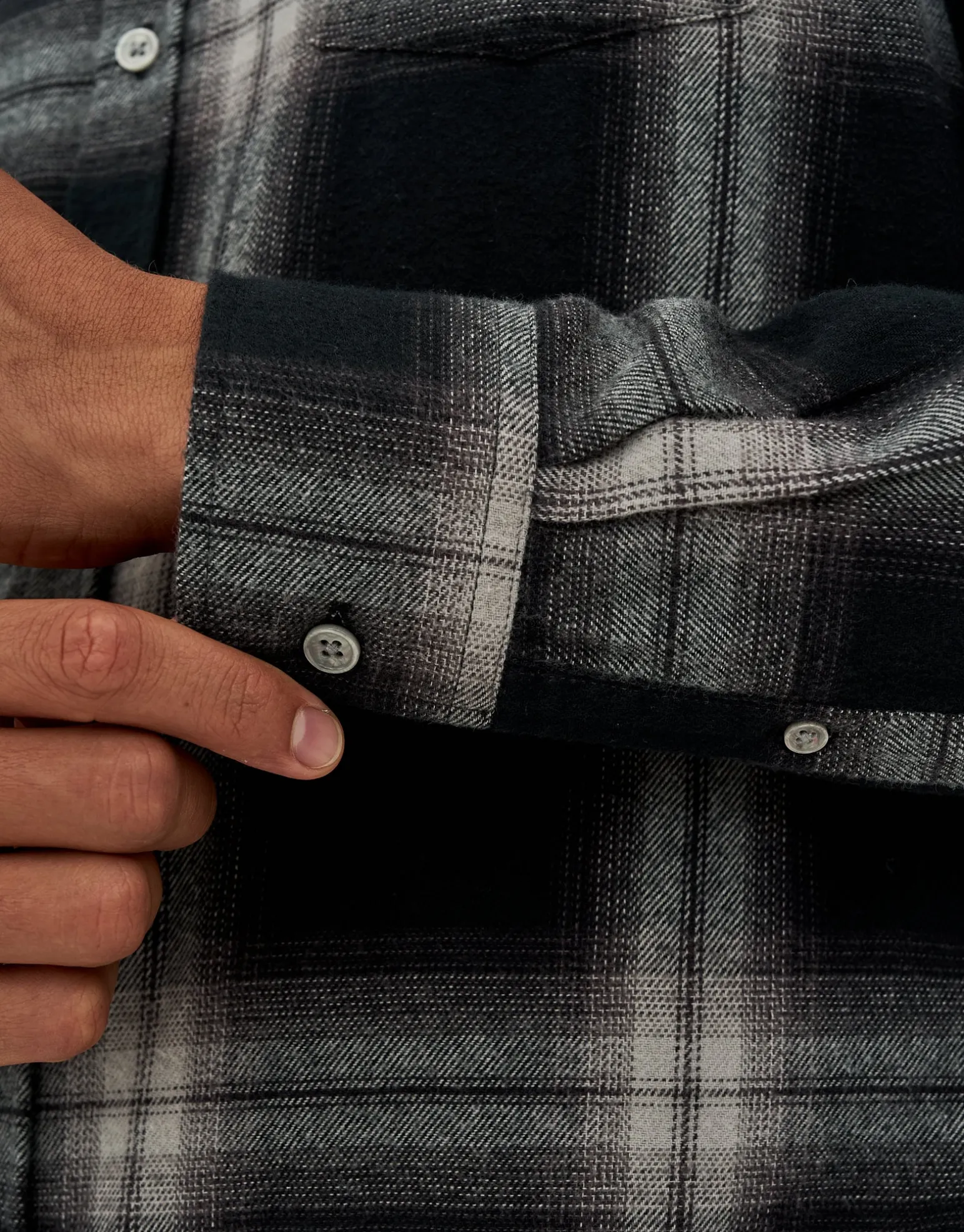 Ombre Check Long Sleeve Shirt in Black