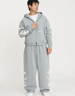 Ordinance Oversized Cropped Zip Up Hoodie in Pebble