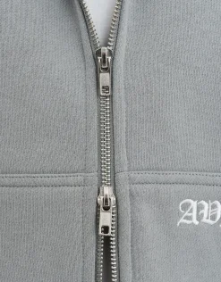 Ordinance Oversized Cropped Zip Up Hoodie in Pebble