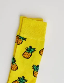 Organic Cotton Pineapple Dress Socks in Yellow