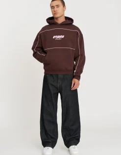 Overlock Oversized Cropped Hoodie in Alloy Grey